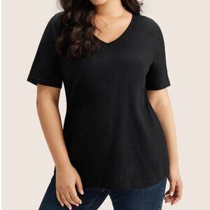 BloomChic Plus size Cotton V Neck Plain Basic T-shirt